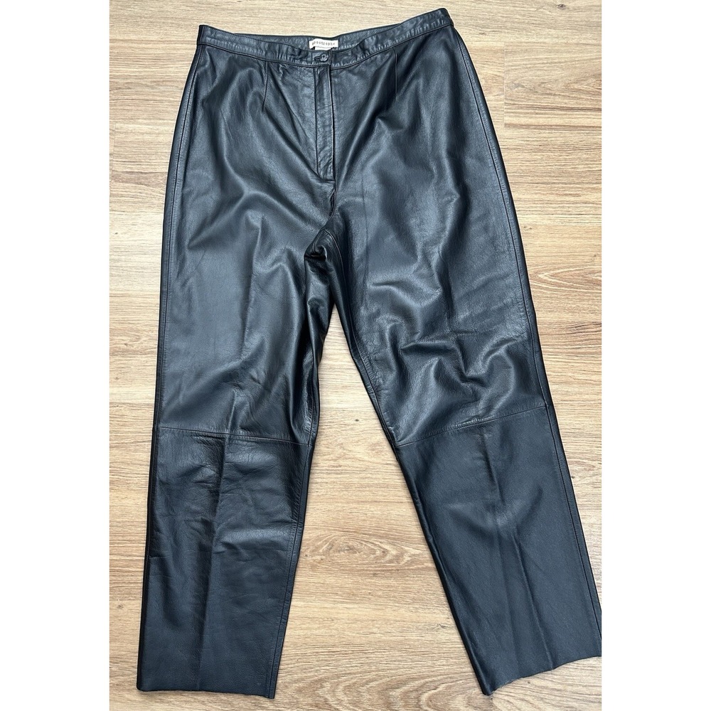 Apostrophe Vintage 100% Genuine Leather Straight Leg‎ Pants Size 16 Motorcycle
